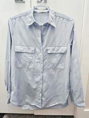 Babaton Utility Light Blue Grey Button Down